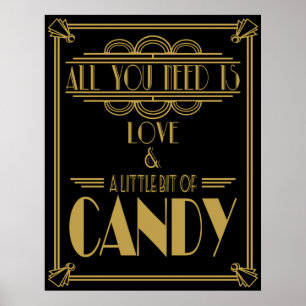 Art Deco "Snoep Bar" Gatsby style Black & Gold Poster