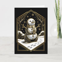 Art Deco Snowman Christmas Card