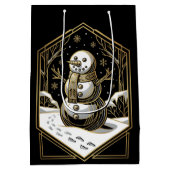 Art Deco Snowman Gift Bag Medium Cadeauzakje (Achterkant)