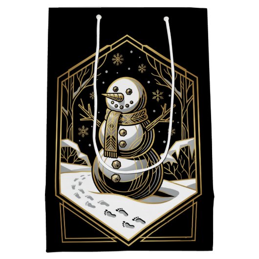Art Deco Snowman Gift Bag Medium Cadeauzakje (Achterkant)