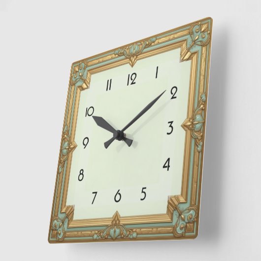 Art Deco Soft Mint Vierkante Klok (Hoek)