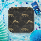 Art deco Sophisticated Black en Gold leopard Papieren Bordje (Feest)