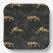 Art deco Sophisticated Black en Gold leopard Papieren Bordje (Voorkant)
