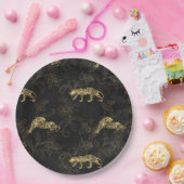 Art deco Sophisticated Black en Gold leopard Papieren Bordje (Feest)