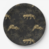 Art deco Sophisticated Black en Gold leopard Papieren Bordje (Voorkant)