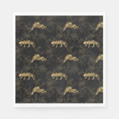 Art deco Sophisticated Black en Gold leopard Servet (Voorkant)