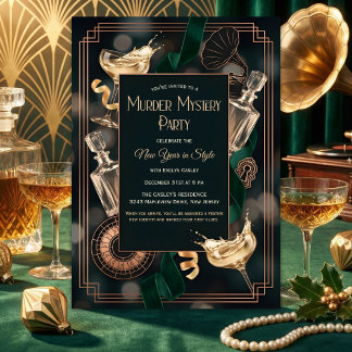 Art Deco Speakeasy Murder Mystery New Year Party Kaart
