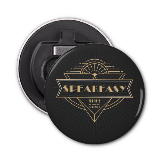 Art Deco Speakeasy Roaring Twenties Flapper Button Flesopener (Voorkant)