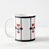 Art Deco Spelen Kaart Kostuums met Monogram Koffiemok (Links)
