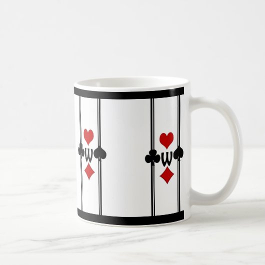 Art Deco Spelen Kaart Kostuums met Monogram Koffiemok (Rechts)