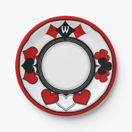 Art Deco Spelen Kaart Kostuums - Monogrammed Papieren Bordje