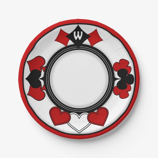 Art Deco Spelen Kaart Kostuums - Monogrammed Papieren Bordje (Voorkant)