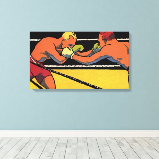  Art Deco Sports Boxing, Boxers Punch Canvas Afdruk (Insitu (Houten vloer))
