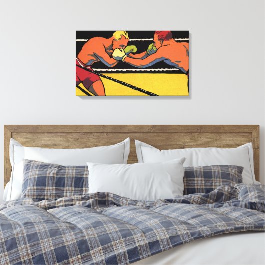  Art Deco Sports Boxing, Boxers Punch Canvas Afdruk (Insitu (Slaapkamer))