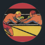Art Deco Sports Boxing, Boxers Punch Grote Klok<br><div class="desc">illustratiesport boxing ontwerp met twee strijders,  mannen die elkaar slaan,  boxers in de ring.</div>