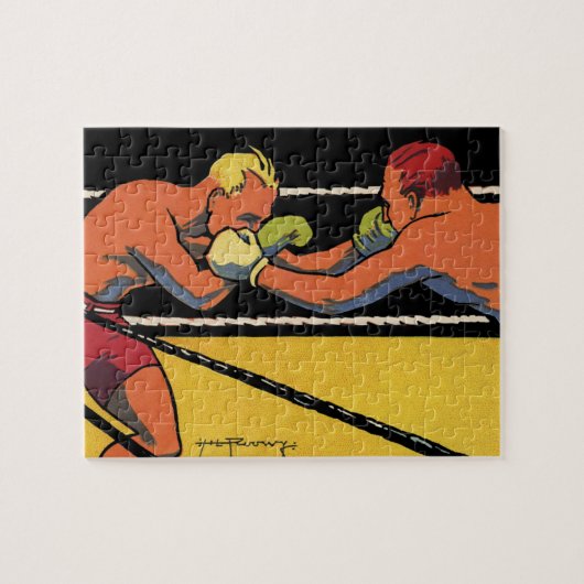  Art Deco Sports Boxing, Boxers Punch Legpuzzel (Horizontaal)