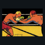 Art Deco Sports Boxing, Boxers Punch Poster<br><div class="desc">illustratiesport boxing ontwerp met twee strijders,  mannen die elkaar slaan,  boxers in de ring.</div>