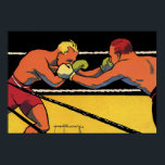 Art Deco Sports Boxing, Boxers Punch Poster<br><div class="desc">illustratiesport boxing ontwerp met twee strijders, mannen die elkaar slaan, boxers in de ring.</div>