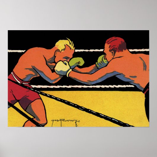  Art Deco Sports Boxing, Boxers Punch Poster (Voorkant)