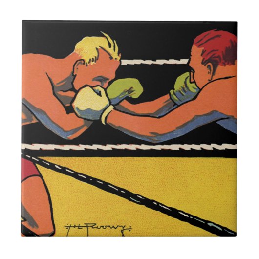  Art Deco Sports Boxing, Boxers Punch Tegeltje (Voorkant)