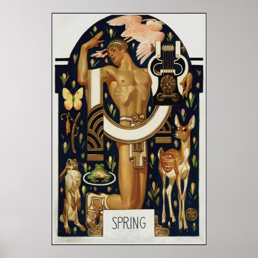 Art Deco SPRING - Apollo en Dieren Poster (Voorkant)