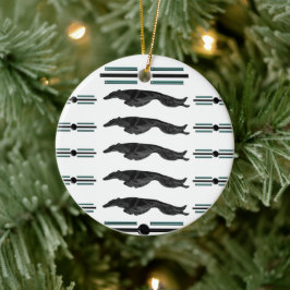 Art Deco springende Borzoi kerstornament Keramisch Ornament
