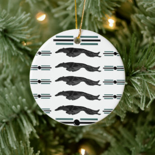 Art Deco springende Borzoi kerstornament Keramisch Ornament