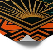 Art Deco springende gouden lynx-wandkunst Poster (Hoek)