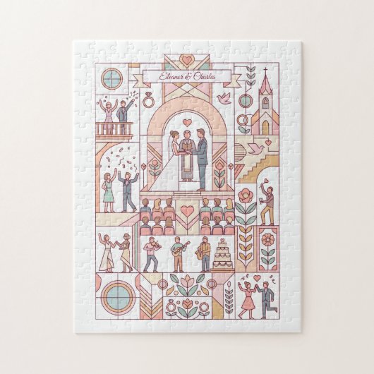 Art Deco Sprookjesboek Bruiloft Legpuzzel (Verticaal)