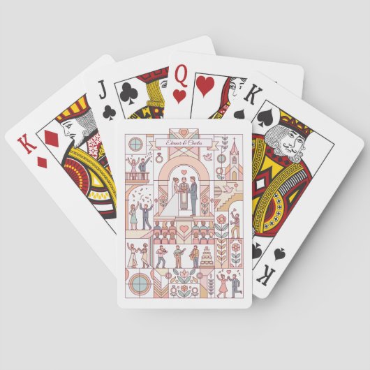 Art Deco Sprookjesboek Bruiloft Pokerkaarten (Achterkant)