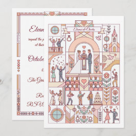 Art Deco Sprookjesboek Trouwen Kaart