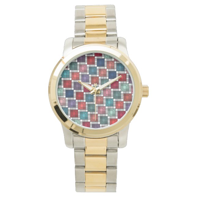 Art Deco Squares Horloge (Voorkant)