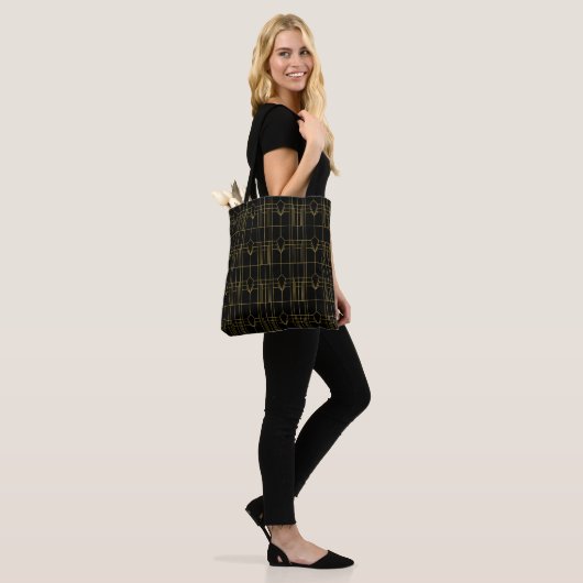 Art Deco Squares Patroon Tote Bag (Op model)