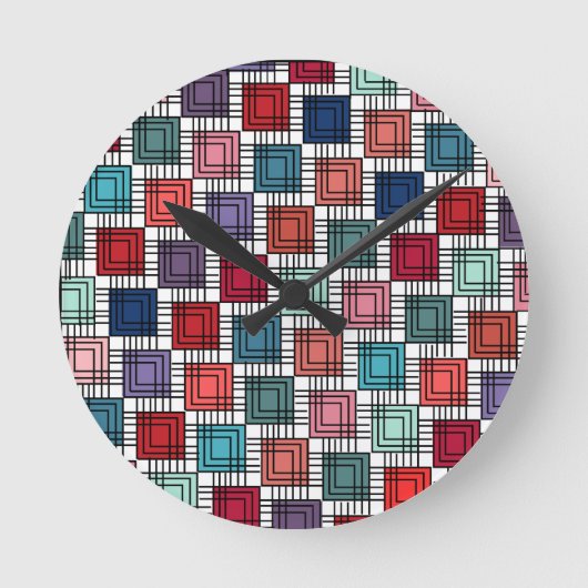 Art Deco Squares Ronde Klok (Voorkant)