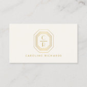 Art Deco Stacked Monogram Logo Gold/Ivory Visitekaartje (Voorkant)