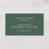 Art Deco Stacked Monogram Logo op Forest Green Visitekaartje (Achterkant)