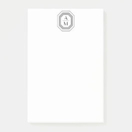 Art Deco Stacked Monogram Logo Zwart/Wit Post-it® Notes