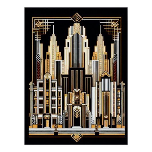Art Deco Stadsstijl Poster. Perfect Poster (Voorkant)