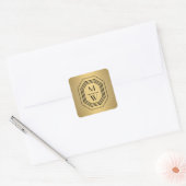 Art Deco Stapelde Monogram Logo op Faux Gold Vierkante Sticker (Envelop)