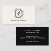 Art Deco Stapelde Monogram Logo op ivoor Visitekaartje (Voorkant / Achterkant)