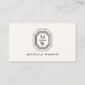 Art Deco Stapelde Monogram Logo op ivoor Visitekaartje (Voorkant)