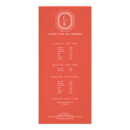 Art Deco Stapelde Monogram Logo op koraal Reclamekaart