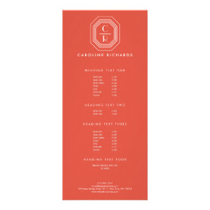 Art Deco Stapelde Monogram Logo op koraal Reclamekaart