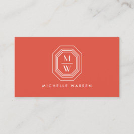 Art Deco Stapelde Monogram Logo op koraal Visitekaartje