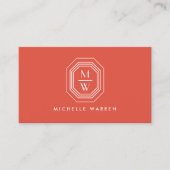 Art Deco Stapelde Monogram Logo op koraal Visitekaartje (Voorkant)