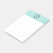 Art Deco Stapelde Monogram Logo op Mint Blue/Green Post-it® Notes (Schuin)