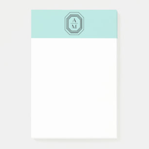 Art Deco Stapelde Monogram Logo op Mint Blue/Green Post-it® Notes