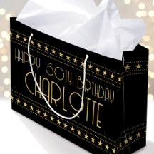 Art Deco Star Aangepaste leeftijd naam zwart goud