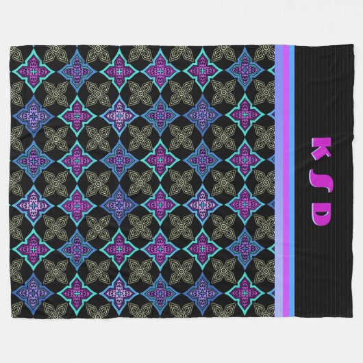 Art Deco Star Bloemen (gepersonaliseerd) Fleece Deken (Voorkant (Horizontaal))