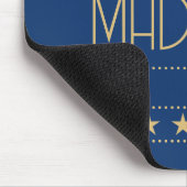 Art Deco Star Custom Name Blue Gold Muismat (Hoek)